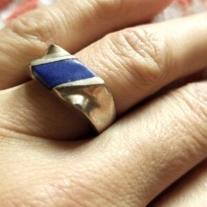 Taxco Native American molded 3-d sterling Mexico RARE raw blue Onyx